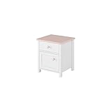 Furniture24 Nachttisch Luna LN7 Nachtschrank Nachtkästchen mit Tür und Schublade Alpinweiß/Rosa M