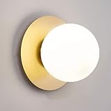 Dimmbare Wandlampe LED Minimalist Deko Innen Wandleuchte Modern Rund Glas Schlafzimmerlicht Nachtlicht Wohnzimmer Hintergrund Nachttisch Ganglichter Wandbeleuchtung Flur Beleuchtung Lampe, 14W (Gold)