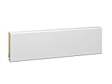 KGM Sockelleiste Modern – Weiß folierte MDF Fußbodenleiste – Maße: 2500 x 16 x 80 mm – 1 Stück