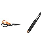 Fiskars Mehrzweckschere mit trennbaren Klingen, Inklusive Schutzhülle mit Scheren-Schärfer, Länge 23 cm & Schäler mit beweglicher Klinge, 18,4 x 2,4 x 2,3 cm, Functional Form, Schwarz/Orang