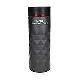 Personalisierter Premium Edelstahl Thermobecher -Diamond- 100% auslaufsicher Isolierbecher Kaffeebecher To Go mit Namen 450ml Autobecher Mug mit Wunschgravur (schiefer - roter Ring)