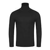 KBUY Herren Longsleeve Rollkragenpullover Regular Fit Langarmshirts Rollkragen Pullover Baumwolle Sweatshirt Unterzieh Elastisch Einfarbig Herren Rollkragen Langarmshirt T-Shirts Long