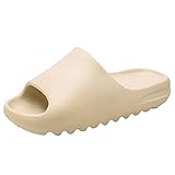 Indoor Komfortable weiche Hausschuhe männer Frauen rutschfeste Badezimmer Hause koppeln Schuhe flach Eva Dicke Sohle gleitet Frauensandalen (Color : Beige, Shoe Size : 43)