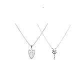 KISOARTWQ Matching Necklace Paare Anhänger Halskette fossil Kette Damen Halskette Damen Ritter und Prinzessin 925 Sterling Silber Paare Halskette，His & Hers Matching Set Lovers Gift(Color:C,Size:)