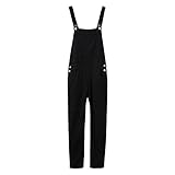 Denim Washed Lätzchen Lose Arbeitslatzhose Jeans Latzhose Lange Jeanshose Retro Denim Bib Overalls Einstellbare Riemen Skinny Fit Streetwear Stone-Washed zerreißen Arbeitshosen Jumpsuit Workw