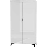 Furniture24 Kleiderschrank 105 cm Baldur BDS-1 Wohnzimmerschrank 2 türiger mit 2 Kleiderstangen 4 Einlegeboden Schrank Drehtürenschrank