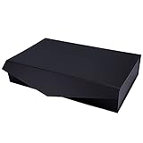 Holijolly 1 Stk. Schwarze Geschenkbox mit Deckel – Zusammenklappbare Geschenkbox mit Magnetverschluss und 2 Stk. weißes Seidenpapier, perfekt für Geburtstag, Party, Urlaub – 48X29,97X9.9CM