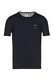 Aeronautica Militare - T-Shirt mit Rundhalsausschnitt aus Baumwolle, Basic und vielseitig, Stickerei auf der Brust mit Adler Turrita, Marineblau, Larg