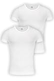 UnsichtBra 2er Pack Kurzarm Unterhemd Herren Kompressionsshirt | Body Shaper Fitness Sportshirt Funktionsshirt | Bauchweg Shapewear Weiss (sw_3005)(XL-XXL,2xWeiss)