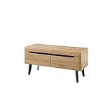 ADHW Fernsehschrank Holz TV-Lowboard 107 cm breit -2 Schubladen -Eiche Artisan/Schw