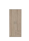 FORTE Niko Kleiderschrank mit 2 Türen und 2 Schubkästen, Holzwerkstoff, Sonoma Eiche , 82 x 185 x 52,7