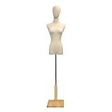 Weibliche Schaufensterpuppe Körper Torso Schneiderpuppe Mode Leinen Stoff Schneiderpuppe Mit Armen 132-192cm Verstellbarer Standfuß Für Kleidungsdisplay, 3 Stile (Color : Yellow-C, Size : S)
