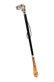 Design Schuhanzieher Schuhlöffel 70 cm mit silbernem Hundekopf als Griff, schwarzer H