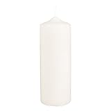 Rayher 3140596 Stumpenkerze, creme, rund, Länge 20 cm, 7 cm ø,100% Paraffin, RAL-Gütezeichen, Rundkerze, Taufkerze, Kommunionkerze, Kerzenrohling zum Verzieren und B