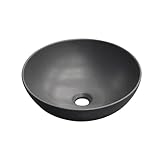 VBChome Waschbecken 40 cm Keramik Schwarz halbmatt Rund Oval Waschtisch Handwaschbecken Aufsatzwaschbecken Waschschale Gäste WC