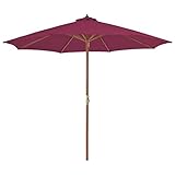 HUIJK Terasse Regenschirm Sonnenschirm mit Holz-Mast 300 cm Bordeauxrot Terasse Reg