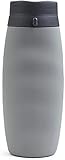 BDRSLX Eiweiß-Shake- Flasche Silikon-Wasser-Flasche- kreative tragbare Sport-Flaschenfalter- Tasse im Freien Reiselager-Klappbecher-Kugel (Color : Grey, Size : 0.6L)