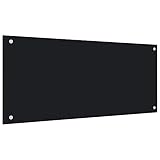 UnfadeMemory Küchenrückwand Hartglas Spritzschutz für Herd Spüle Küche Glasrückwand Küchenspritzschutz Stärke 6 mm inkl. Montagematerial (90 x 40 cm, Schwarz)