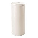 mDesign Toilettenpapierhalter stehend – moderner Papierrollenhalter fürs Badezimmer und das Gäste-WC – Klopapierhalter mit Deckel für bis zu 3 Reserverollen – cremefarben/beig