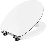 Cornat WC-Sitz Prime 'White Matt Steel' - Ansprechendes Design - Hochwertiger Holzkern - Absenkautomatik & Schnellbefestigung - Komfortables Sitzgefühl - weiß / Toilettensitz / Klodeckel / KSWMSSC00
