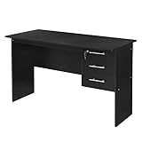 eSituro Schreibtisch Computertisch mit 3 Schubladen, mit Stauraum, Bürotisch Arbeitstisch Laptop Tisch für Büro, Wohnzimmer, 120x59cm Schwarz, SCD0194