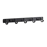 MAATCHH Wandmontierte Garderobe Mantelhaken Wandmontiert, Hochleistungsmetall 5 Mantelbügel Rack for Mantelhuttuch für Kleidung Handtücher (Color : Black, Größe : M)