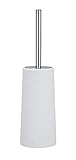 WENKO WC-Garnitur Vercelli, eleganter Bürstenhalterfür Bad & Gäste-WC, inklusive WC-Bürste mit schwarzem, auswechselbarem Bürstenkopf von Ø 6,5 cm und glänzendem Chromstiel, Ø 10,5 x 38 cm, Weiß/C