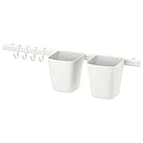 IKEA SUNNERSTA Schiene mit 4 Haken und 2 Behältern, Weiß