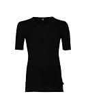 Dilling Halbarmshirt mit V-Ausschnitt für Herren aus 100% Bio-Merinowolle Schwarz S
