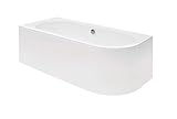 ECOLAM Badewanne Wanne Eckwanne Eckbadewanne für Zwei Modern Design Acryl weiß Avita 180x80 cm LINKS + Schürze Ablaufgarnitur Ab- und Überlauf Automatik Füße Silikon Komplett-S