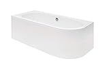 ECOLAM Badewanne Wanne Eckwanne Eckbadewanne für Zwei Modern Design Acryl weiß Avita 180x80 cm LINKS + Schürze Ablaufgarnitur Ab- und Überlauf Automatik Füße Silikon Komplett-S