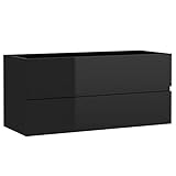 UnfadeMemory Waschbeckenunterschrank Waschtischunterschrank Spanplatte Badezimmerschrank mit 1 Schublade Badschrank Badezimmer Aufbewahrungsschrank (100x38,5x45 cm, Hochglanz-Schwarz)