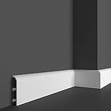 Sockelleiste 2 Meter Höhe 10 cm Duropolymer HDPS (stärker als PVC und Holz) weiß lackierbar mit Kabeldurchführung, schimmelfrei, einfach zu installieren, 100 x 21
