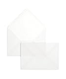 100 Stück, Transparente Briefumschläge, 110 x 155 mm, Nassklebung, Spitze Klappe, 90 g/qm Offset, Ohne Fenster, Weiß (Transparent-Weiß), Blanke Briefhü