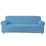 erddcbb Stretch 1-teiliger Sofabezug, weicher Rutschfester Couchbezug für Kinder, waschbarer Möbelschutz mit elastischem Boden-Blau C-3 S