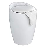 WENKO Hocker Candy White, mit Wäschesack - Badhocker, mit abnehmbarem Wäschesack, Kunststoff (ABS), 36 x 50.5 x 36 cm, Weiß