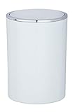 WENKO Schwingdeckeleimer Inca White - Abfallbehälter mit Schwingdeckel Fassungsvermögen: 5 l, Kunststoff (ABS), 18.5 x 25.5 x 18.5 cm, Weiß