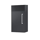 RIWAA - Badezimmerschrank NESTOS - zeitlos wohlfühlen - 1-türig, 30 cm breit - Seidenglanz Anthrazit - auch für kleine Bäder - Einzel Hängeschrank - Made in Germany