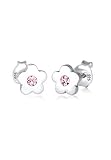 Elli Ohrringe Kinder Ohrstecker Blume Rosa mit Kristallen in 925 Sterling Silb