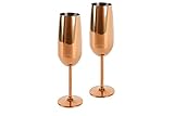 ECHTWERK 2-teiliges Sekt & Champagnerkelch-Set aus Edelstahl, Kupfer-Edition, 250 ml, 22,5 x 6,3