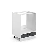 Vicco Küchenschrank Fame-Line Landhaus Unterschrank Hängeschrank Küchenzeile Oberschrank Küche (Korpus Weiß/Front Anthrazit, Herdumbauschrank 60 cm)