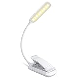 Leselampe Buch Klemme, Suright Leselampe LED mit 9 LEDs, 3 Modus, Helligkeit Stufenlos Einstellbar, 360°Flexibel USB Wiederaufladbare Buchlampe LED Klemmleuchte für Nachtlesen, Büro, Buch, B