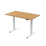 E.For.U® DT20L Elektrisch höhenverstellbarer Schreibtisch, höhenverstellbares Tischgestell mit 2 Motoren, 2-Fach-Teleskop, Memory-Steuerung (Weiß), mit 140x80 cm Tischplatte (Buche)