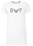 BwF Lyrics - Bwf Lyrics Damen Lang T-Shirt Kleid Weiß Women's Long Tee Dress W