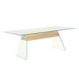 Ablagetisch, Beistelltisch Kaffeetisch Wohnzimmertisch TV Konsole Tisch für Zuhause oder Büro Couchtisch MDF und Glas 110 x 55 x 40 cm Eichenoptik