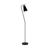 EGLO Stehlampe Rekalde, 1 flammige Stehleuchte Vintage, Industrial, Modern, Standleuchte aus Stahl, Wohnzimmerlampe in Schwarz, Weiß, Lampe mit Tritt-Schalter, E27 Fassung