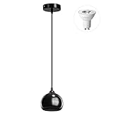 Linkind GU10 Hängeleuchte aus Metall, Ø12cm Halbkugel Retro Pendelleuchte Schwarz für max. 35W, Modern Hängelampe für Wohnzimmer, Esstisch, Schlafzimmer, (inklusive GU10 LED Birne)