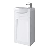 Waschtischunterschrank Keramikwaschbecken Gäste WC 40cm matt (Weiß matt)
