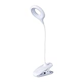 HTOUR LED Klemmleuchte Dimmbar Leselampe Klemme Mit Touch-Schalter, Schreibtischlampe Kinder Jungen Augenschutz Mit 360° Flexibel Schwanenhals Klemmlampe, USB Aufladbare Für Studieren Arb