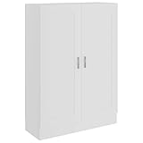 Festnight Bücherschrank Standschrank Haushaltsschrank Flur Aufbewahrungsschrank Vitrinenschrank Standregal Allzweckschrank Weiß mit 2 geräumigen Fächern und 2 Türen 82,5x30,5x115 cm Spanp